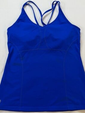 Athleta Strappy Built in Bra Tank Top Royal Blue Size Large EUC